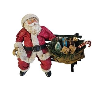 2002 Clothtique By Possible Dreams, Rare, Fabric Mache Park Bench Santa